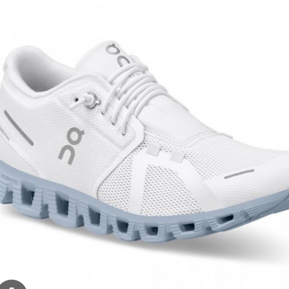On Running Cloud 5 Women's Shoes - White and Chambray Blue